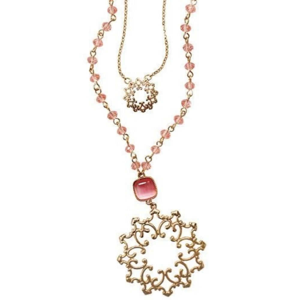 Lacy filigree double layer necklace